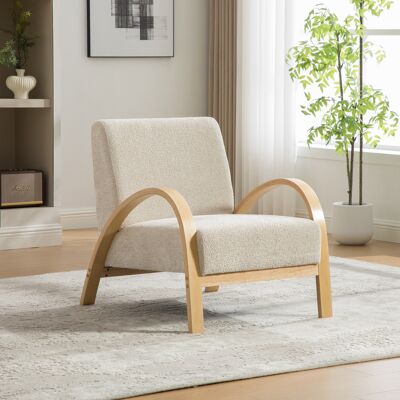 DEVOKO Chaise Lounge En Tissu Scandinave – Tissu Chenille Doux Et Cadre En Bois Solide, Idéal Pour Le Salon Et La Chambre-beige - Publicité DEVOKO Chaise Lounge En Tissu Scandinave – Tissu Chenille Doux Et Cadre En Bois Solide, Idéal Pour Le Salon Et La Chambre-beige - Publicité