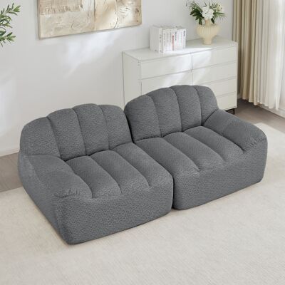 ACKERMAN Canapé Sans Ossature Modulaire 2 Places, Forme De Coquillage, Coussins D'Assise Profonds, Canapé Pour Salon Et Appartement, Aucun Montage Requis, Gris - Publicité ACKERMAN Canapé Sans Ossature Modulaire 2 Places, Forme De Coquillage, Coussins D'Assise Profonds, Canapé Pour Salon Et Appartement, Aucun Montage Requis, Gris - Publicité