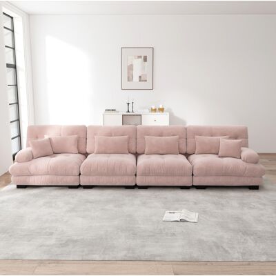 BEAOK Canapé Modulaire En Chenille Rose, Composition Personnalisable Pour Salon - Publicité BEAOK Canapé Modulaire En Chenille Rose, Composition Personnalisable Pour Salon - Publicité