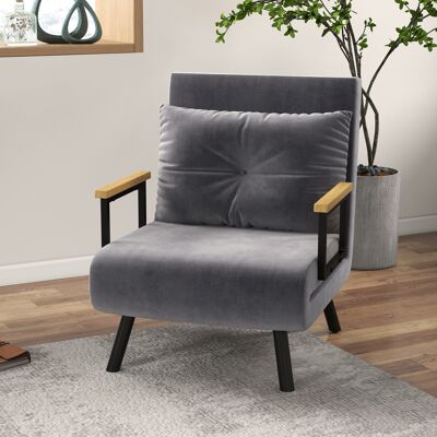 OEM Canapé-lit Pliant 4 En 1, Fauteuil Convertible Avec Dossier Réglable Sur 5 Positions Et Oreiller, 63 X 73 X 81 Cm, Gris - Publicité OEM Canapé-lit Pliant 4 En 1, Fauteuil Convertible Avec Dossier Réglable Sur 5 Positions Et Oreiller, 63 X 73 X 81 Cm, Gris - Publicité