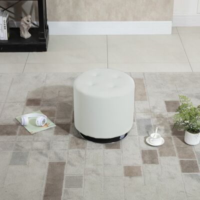 OEM Homcom Repose-pied Salon Pivotant 360° - Ottoman Rond Rembourré En Pu, Base En Acier, Ø45,5x44,5cm, Blanc - Publicité OEM Homcom Repose-pied Salon Pivotant 360° - Ottoman Rond Rembourré En Pu, Base En Acier, Ø45,5x44,5cm, Blanc - Publicité