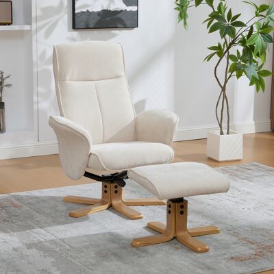 ACKERMAN Fauteuil Relax Nordique Multifonctionnel Pivotant Avec Pouf, Tissu Chenille, Embase En Bois Massif Avec Support En Métal Pour Un Design Beau, Stable Et Fiable. Beige - Publicité ACKERMAN Fauteuil Relax Nordique Multifonctionnel Pivotant Avec Pouf, Tissu Chenille, Embase En Bois Massif Avec Support En Métal Pour Un Design Beau, Stable Et Fiable. Beige - Publicité