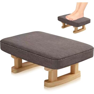 OEM 1 Repose-pieds, Pieds En Bois Massif, Assise Rembourrée Amovible, Coton Lin, Salon Chambre Bureau, Gris Foncé - Publicité OEM 1 Repose-pieds, Pieds En Bois Massif, Assise Rembourrée Amovible, Coton Lin, Salon Chambre Bureau, Gris Foncé - Publicité