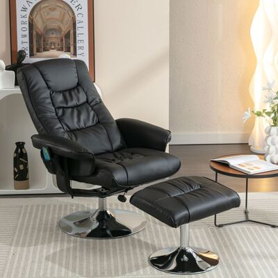 ACKERMAN Fauteuil De Massage Capitonné Pu Avec Pouf, Repose-pied Avec Appareil De Massage 5 Points Pour Salon Et Chambre, Noir - Publicité ACKERMAN Fauteuil De Massage Capitonné Pu Avec Pouf, Repose-pied Avec Appareil De Massage 5 Points Pour Salon Et Chambre, Noir - Publicité
