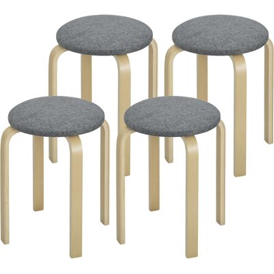OEM Ensemble De 4 Tabourets Empilables Ronds Sans Dossier Avec Assise Rembourrée, 40 X 40 X 45 Cm, Gris - Publicité OEM Ensemble De 4 Tabourets Empilables Ronds Sans Dossier Avec Assise Rembourrée, 40 X 40 X 45 Cm, Gris - Publicité