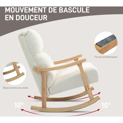 OEM Fauteuil À Bascule Rocking Chair Velours Teddy Assise Rembourrée Dossier Ergonomique 65x90x98 Cm Crème - Publicité OEM Fauteuil À Bascule Rocking Chair Velours Teddy Assise Rembourrée Dossier Ergonomique 65x90x98 Cm Crème - Publicité