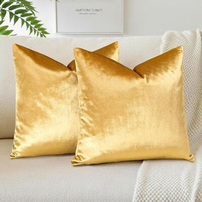 ENLENK Lot De 2 Housses De Coussins En Velours Décoratif Canapé Taie D'Oreiller Doux Decoration Pour Maison Salon Chambre Canapé Décoration 45x45cm (d'or) - Publicité ENLENK Lot De 2 Housses De Coussins En Velours Décoratif Canapé Taie D'Oreiller Doux Decoration Pour Maison Salon Chambre Canapé Décoration 45x45cm (d'or) - Publicité