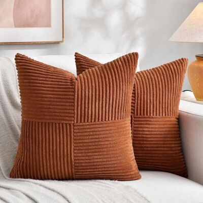 OEM Lot De 2 Housses De Coussin Décoratives Style Bohème Rouille, En Velours Côtelé -doux, Motif Patchwork Texturé Terre Cuite, 45 X 45 Cm-dou - Publicité OEM Lot De 2 Housses De Coussin Décoratives Style Bohème Rouille, En Velours Côtelé -doux, Motif Patchwork Texturé Terre Cuite, 45 X 45 Cm-dou - Publicité