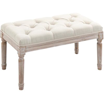 OEM Tabouret Rembourré, Banc Capitonné, Repose-pieds – Structure En Bois Et Revêtement En Tissu Aspect Lin – 80 (l) X 40 (l) X 43 (h) Cm – Blanc Crème - Publicité OEM Tabouret Rembourré, Banc Capitonné, Repose-pieds – Structure En Bois Et Revêtement En Tissu Aspect Lin – 80 (l) X 40 (l) X 43 (h) Cm – Blanc Crème - Publicité