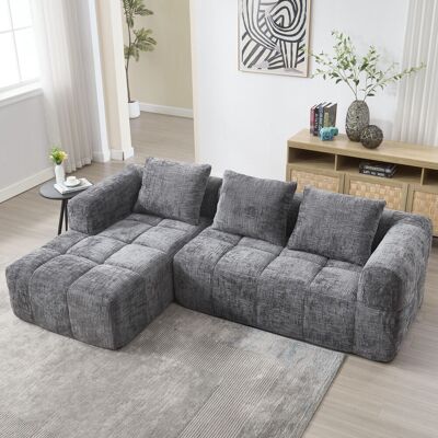 OEM Canapé D'Angle Moderne, Canapé En L, Canapé 3 Places, Livré Monté, Canapé En Chenille Avec Méridienne Et Accoudoirs, 3 Coussins, Poche Latérale Pour Télécommande, Gris - Publicité OEM Canapé D'Angle Moderne, Canapé En L, Canapé 3 Places, Livré Monté, Canapé En Chenille Avec Méridienne Et Accoudoirs, 3 Coussins, Poche Latérale Pour Télécommande, Gris - Publicité