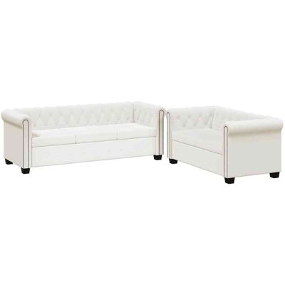 DESIGN IN Canapé Sofa Chesterfield À 2 Places Et À 3 Places Blanc - Publicité DESIGN IN Canapé Sofa Chesterfield À 2 Places Et À 3 Places Blanc - Publicité