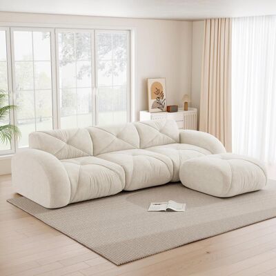 OEM Fauteuil D'Angle, Canapé Modulable, Canapé Trois Places Idéal Pour Le Salon, Base Antidérapante, Livré Monté, Canapé Modulable Avec Repose-pieds, Blanc - Publicité OEM Fauteuil D'Angle, Canapé Modulable, Canapé Trois Places Idéal Pour Le Salon, Base Antidérapante, Livré Monté, Canapé Modulable Avec Repose-pieds, Blanc - Publicité