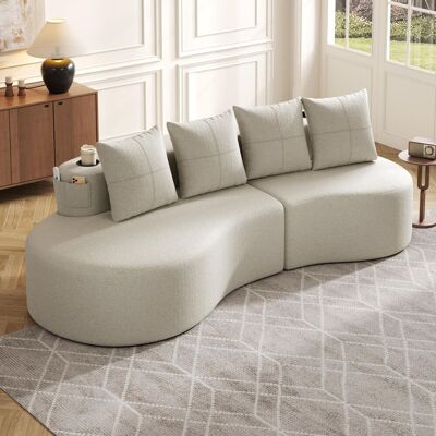 OEM Canapé En Lin Avec 4 Coussins, Garnissage En Mousse Haute Densité Et Plumes, Porte-gobelet Et Poche Latérale – Design Unique, Confortable Et Respirant, Idéal Pour Le Salon, La Chambre D'Amis Ou Le Bal - Publicité OEM Canapé En Lin Avec 4 Coussins, Garnissage En Mousse Haute Densité Et Plumes, Porte-gobelet Et Poche Latérale – Design Unique, Confortable Et Respirant, Idéal Pour Le Salon, La Chambre D'Amis Ou Le Bal - Publicité