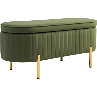 OEM Banc De Rangement, Bout De Lit En Velours Avec Couvercle, Pieds En Métal, Capacité 72 L, 108x44x43,5cm, Vert Foncé - Publicité OEM Banc De Rangement, Bout De Lit En Velours Avec Couvercle, Pieds En Métal, Capacité 72 L, 108x44x43,5cm, Vert Foncé - Publicité