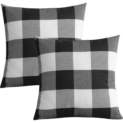ALVIOR Housse De Coussin - 45 X 45 Cm - Motif Carreaux Buffalo Noir Blanc - Lin Coton - Fermeture Éclair Invisible - Pour Canapé Fauteuil Lit Jardin - Lot De 2 - Publicité ALVIOR Housse De Coussin - 45 X 45 Cm - Motif Carreaux Buffalo Noir Blanc - Lin Coton - Fermeture Éclair Invisible - Pour Canapé Fauteuil Lit Jardin - Lot De 2 - Publicité