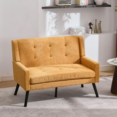 OEM Banc En Lin Haut De Gamme (2 Places) Avec Pieds Antidérapants En Bois Massif Et Coussin En Mousse Haute Densité – Fauteuil D'Appoint Capitonné Pour Salon, Chambre Et Bureau - Publicité OEM Banc En Lin Haut De Gamme (2 Places) Avec Pieds Antidérapants En Bois Massif Et Coussin En Mousse Haute Densité – Fauteuil D'Appoint Capitonné Pour Salon, Chambre Et Bureau - Publicité