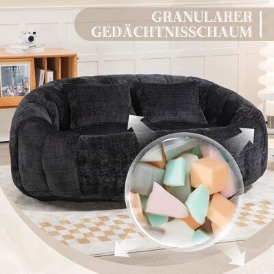 ALLAUVE Pouf Canapé En Chenille Noire, Fauteuil Gonflable À Dossier Haut Et Moelleux, Pour Adultes Et Enfants, Intérieur Et Extérieur, Assise De Sol Confortable Et Durable - Publicité ALLAUVE Pouf Canapé En Chenille Noire, Fauteuil Gonflable À Dossier Haut Et Moelleux, Pour Adultes Et Enfants, Intérieur Et Extérieur, Assise De Sol Confortable Et Durable - Publicité