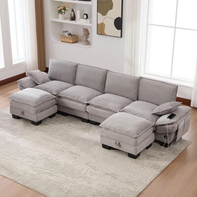 OEM Canapé Modulable Quatre Places En Velours Côtelé (avec Deux Repose-pieds) – Assises Spacieuses, Design Ergonomique, Rembourrage En Mousse Haute Densité, - Publicité OEM Canapé Modulable Quatre Places En Velours Côtelé (avec Deux Repose-pieds) – Assises Spacieuses, Design Ergonomique, Rembourrage En Mousse Haute Densité, - Publicité