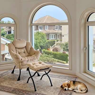 DEVOKO Fauteuil Inclinable Kaki Avec Tabouret Accoudoirs Poche Latérale Repose-pieds, Style Lounge Confortable Salon, Chambre, Bureau - Publicité DEVOKO Fauteuil Inclinable Kaki Avec Tabouret Accoudoirs Poche Latérale Repose-pieds, Style Lounge Confortable Salon, Chambre, Bureau - Publicité
