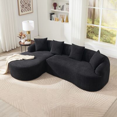 ACKERMAN Canapé Modulaire Incurvé (curved) – Chaise Longue Gauche + Canapé 2 Places, En Forme De L, Revêtement En Chenille, Sans Montage, Confortable Et Élégant Pour Salon, Appartement Et Bureau – Noir - Publicité ACKERMAN Canapé Modulaire Incurvé (curved) – Chaise Longue Gauche + Canapé 2 Places, En Forme De L, Revêtement En Chenille, Sans Montage, Confortable Et Élégant Pour Salon, Appartement Et Bureau – Noir - Publicité