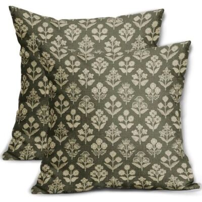 ABYSSE Lot De 2 Housses De Coussin Décoratives Rustiques À Motif Floral Vintage Pour Extérieur, Ferme, Printemps, Été, Canapé, Lit, 45,7 X 45,7 Cm, Vert Olive - Publicité ABYSSE Lot De 2 Housses De Coussin Décoratives Rustiques À Motif Floral Vintage Pour Extérieur, Ferme, Printemps, Été, Canapé, Lit, 45,7 X 45,7 Cm, Vert Olive - Publicité