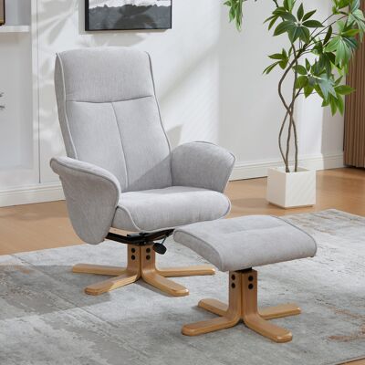 ACKERMAN Fauteuil Relax Nordique Multifonctionnel Pivotant Avec Pouf, Tissu Chenille, Embase En Bois Massif Avec Support En Métal Pour Un Design Beau, Stable Et Fiable. Gris - Publicité ACKERMAN Fauteuil Relax Nordique Multifonctionnel Pivotant Avec Pouf, Tissu Chenille, Embase En Bois Massif Avec Support En Métal Pour Un Design Beau, Stable Et Fiable. Gris - Publicité