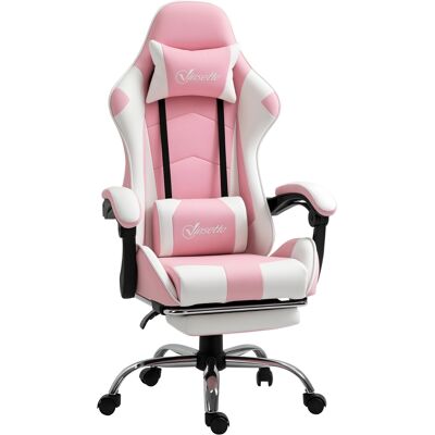 OEM Fauteuil De Jeu Ergonomique Avec Appui-tête, Coussin Lombaire Massant, Repose-pieds, Pivotant, Accoudoirs Intégrés, Fonction Bascule, Rose - Publicité OEM Fauteuil De Jeu Ergonomique Avec Appui-tête, Coussin Lombaire Massant, Repose-pieds, Pivotant, Accoudoirs Intégrés, Fonction Bascule, Rose - Publicité