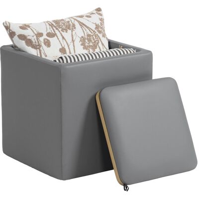 OEM Pouf De Rangement Avec Couvercle, Repose-pieds Carré, Assise Cube En Similicuir, 40 X 40 X 40 Cm, Gris - Publicité OEM Pouf De Rangement Avec Couvercle, Repose-pieds Carré, Assise Cube En Similicuir, 40 X 40 X 40 Cm, Gris - Publicité