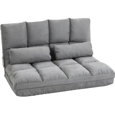 ACKERMAN Fauteuil Au Sol 2-en-1, Fauteuil Et Lit Avec Dossier, Réglable En 3 Positions, Coussin De Siège En Velours Gris Et Acier, 102x73x60cm - Publicité ACKERMAN Fauteuil Au Sol 2-en-1, Fauteuil Et Lit Avec Dossier, Réglable En 3 Positions, Coussin De Siège En Velours Gris Et Acier, 102x73x60cm - Publicité