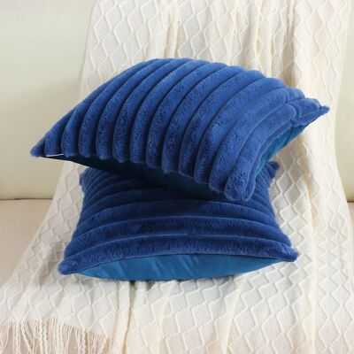Vision Lot De 2 Housses De Coussin (40 X 40 Cm) En Fausse Fourrure De Lapin – Housses En Peluche Douces Et Rayées Pour Lit, Canapé, Chambre Et Salon – Bleu - Publicité Vision Lot De 2 Housses De Coussin (40 X 40 Cm) En Fausse Fourrure De Lapin – Housses En Peluche Douces Et Rayées Pour Lit, Canapé, Chambre Et Salon – Bleu - Publicité