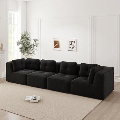 OEM Canapé Modulable Pour Salon, Confortable Quatre Places, Assise Profonde, Coussins Moelleux Et Tissu Velours Côtelé, Aucun Assemblage Requis, Conception Antidérapante, Noir. Publicité OEM Canapé Modulable Pour Salon, Confortable Quatre Places, Assise Profonde, Coussins Moelleux Et Tissu Velours Côtelé, Aucun Assemblage Requis, Conception Antidérapante, Noir. Publicité