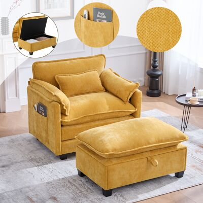 ACKERMAN Grand Fauteuil Moderne Avec Repose-pieds, Fauteuil De Loisirs En Chenille Avec Poches Latérales Et Coussins, Fauteuil De Lecture Confortable Pour Salon, Chambre Et Appartement (chenille Jaune) - Publicité ACKERMAN Grand Fauteuil Moderne Avec Repose-pieds, Fauteuil De Loisirs En Chenille Avec Poches Latérales Et Coussins, Fauteuil De Lecture Confortable Pour Salon, Chambre Et Appartement (chenille Jaune) - Publicité