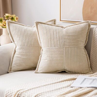 OEM Housse De Coussin Côtelé Blanc Ivoire À Motif Croisé, Décoration Boho Scandinave Pour Chaise, Lit Et Fauteuil - Publicité OEM Housse De Coussin Côtelé Blanc Ivoire À Motif Croisé, Décoration Boho Scandinave Pour Chaise, Lit Et Fauteuil - Publicité