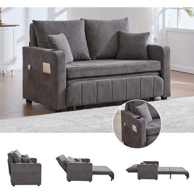ACKERMAN Canapé Multifonctionnel En Tissu, Canapé Convertible Extractible, Utilisable Comme Canapé Ou Lit, Avec Poches De Rangement Sur Les Accoudoirs, Fonction De Charge Usb Et Porte-gobelets (tissu Chenille - Publicité ACKERMAN Canapé Multifonctionnel En Tissu, Canapé Convertible Extractible, Utilisable Comme Canapé Ou Lit, Avec Poches De Rangement Sur Les Accoudoirs, Fonction De Charge Usb Et Porte-gobelets (tissu Chenille - Publicité