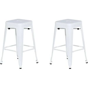 Beliani - Lot 2 Chaises Tabourets de Bar Industriels en Acier Blanc 60 cm Empilables et Confortables pour Cuisine ou Salle à Manger au Design Moderne Blanc - Publicité