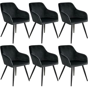 Tectake - 6 Chaises marilyn Design en Velours Style Scandinave - chaise de salle à manger, chaise de cuisine, chaise de salon - noir - Publicité