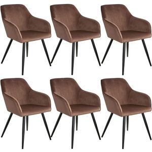 Tectake - 6 Chaises marilyn Design en Velours Style Scandinave - chaise de salle à manger, chaise de cuisine, chaise de salon - brun-noir - Publicité