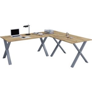 VCM Bureau Lona H. 76 X L. 220 X P. 190 Cm Argent/chêne Miel - Publicité VCM Bureau Lona H. 76 X L. 220 X P. 190 Cm Argent/chêne Miel - Publicité