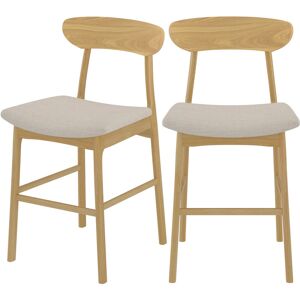 RENDEZ-VOUS DÉCO Chaise de bar mi-hauteur Lana en tissu beige et bois 66 cm (lot de 2) - Beige - Publicité