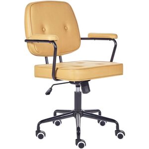 Beliani - Chaise de Bureau Jaune en Cuir pu Pivotante Hauteur Ajustable Frein Sécurité Pawnee - Noir - Publicité