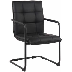 Décoshop26 - Chaise visiteur fauteuil de bureau sans roulettes en synthétique noir cadre métal noir - Publicité