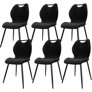 Lewe - Lot De 6 Chaises De Salle À Manger, Chaise De Cuisine, Dossier En Tissu Et Pieds En Métal - Noir - Publicité Lewe - Lot De 6 Chaises De Salle À Manger, Chaise De Cuisine, Dossier En Tissu Et Pieds En Métal - Noir - Publicité