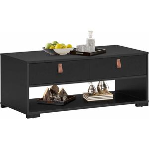 Table Basse Vintage avec 2 Tiroirs et Étagère de Rangement Ouverte, 100 x 44 x 41 cm, pour Salon, Bureau et Chambre, Noir - Costway - Publicité