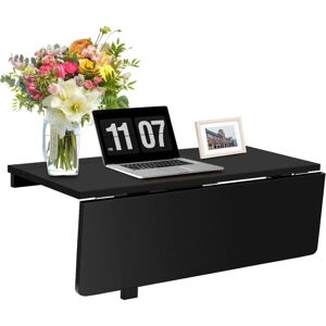 COSTWAY Table Pliante Cuisine/Table Rabattable Murale-Double Plateaux Pliable 80×60cm(L x l) pour Entrée/Bureau/Cuisine-Noir - Publicité