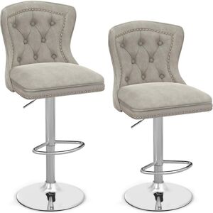 Costway - Tabourets De Bar Velours Lot De 2, Chaise De Bar Pivotants Avec Dossier Haut, Repose-pieds, Hauteur Assise Réglable 67-87 Cm, Cadre En Métal, Chaise Haute Pour Îlots De Cuisine, Bistro (gris) - Publicité Costway - Tabourets De Bar Velours Lot De 2, Chaise De Bar Pivotants Avec Dossier Haut, Repose-pieds, Hauteur Assise Réglable 67-87 Cm, Cadre En Métal, Chaise Haute Pour Îlots De Cuisine, Bistro (gris) - Publicité