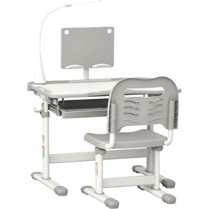HOMCOM Ensemble Chaise Et Bureau Pour Enfants Avec Lampe Led Hauteur Réglable Plateau Incliné Support De Lecture Gris-gris - Publicité HOMCOM Ensemble Chaise Et Bureau Pour Enfants Avec Lampe Led Hauteur Réglable Plateau Incliné Support De Lecture Gris-gris - Publicité