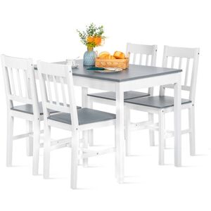 H.j Wedoo - Ensemble De Table Et Chaises En Pin Pur - 1 Table Et 4 Chaises Assorties Gris Et Blanc - Publicité H.j Wedoo - Ensemble De Table Et Chaises En Pin Pur - 1 Table Et 4 Chaises Assorties Gris Et Blanc - Publicité