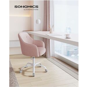 Songmics - Chaise de Bureau, Fauteuil Ergonomique, Siège Pivotant, Réglable en Hauteur, Capacité de Charge 110 kg, Cadre en Acier, Tissu en Coton-Lin Respirant, pour Bureau, Chambre, Rose OBG019P01 - Publicité