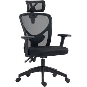 Vinsetto - Fauteuil de bureau manager grand confort réglable dossier ergonomique inclinable pivotant tissu maille noir - Noir - Publicité