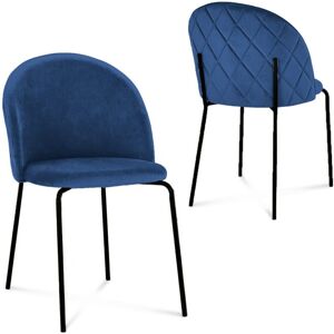 Deco In Paris - Lot De 2 Chaises Design En Velours Bleu Pieds Noirs Kenneth - Publicité Deco In Paris - Lot De 2 Chaises Design En Velours Bleu Pieds Noirs Kenneth - Publicité
